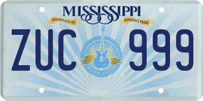 MS license plate ZUC999