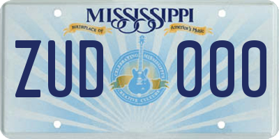 MS license plate ZUD000