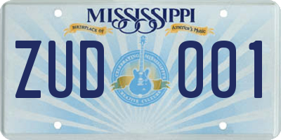 MS license plate ZUD001