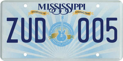 MS license plate ZUD005