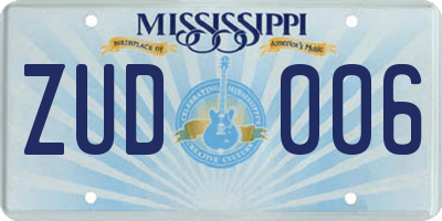 MS license plate ZUD006