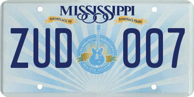 MS license plate ZUD007
