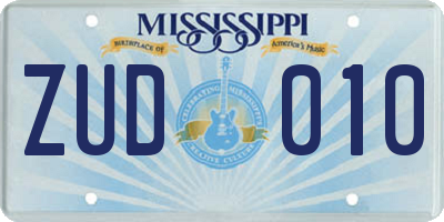 MS license plate ZUD010