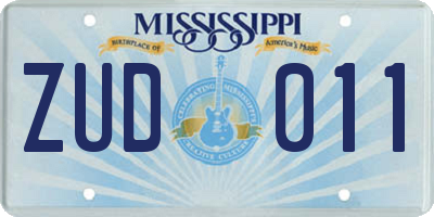 MS license plate ZUD011