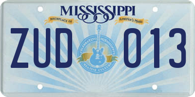 MS license plate ZUD013