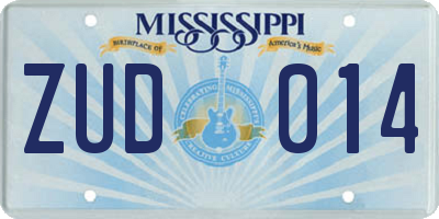 MS license plate ZUD014