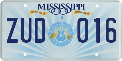 MS license plate ZUD016
