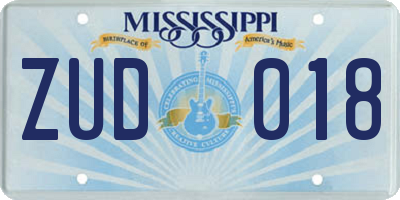 MS license plate ZUD018