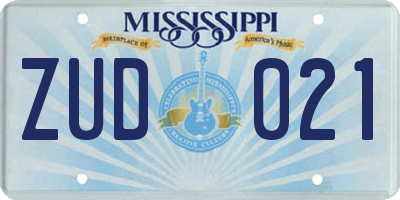 MS license plate ZUD021
