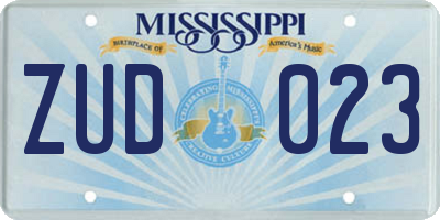 MS license plate ZUD023