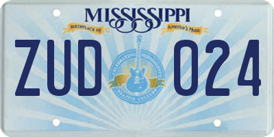 MS license plate ZUD024