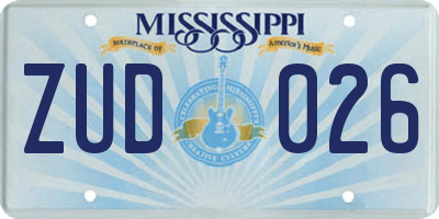 MS license plate ZUD026