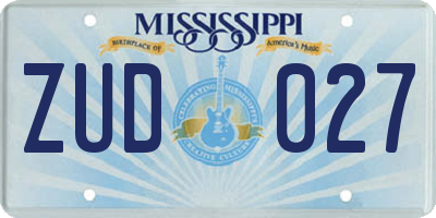 MS license plate ZUD027