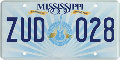 MS license plate ZUD028