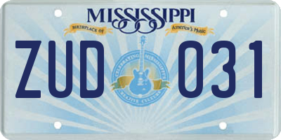 MS license plate ZUD031
