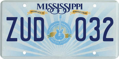 MS license plate ZUD032