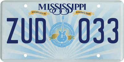 MS license plate ZUD033