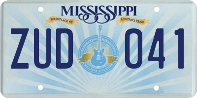 MS license plate ZUD041