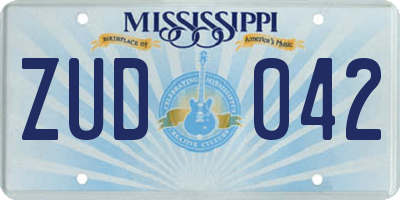 MS license plate ZUD042