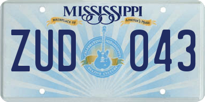 MS license plate ZUD043