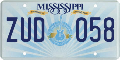 MS license plate ZUD058