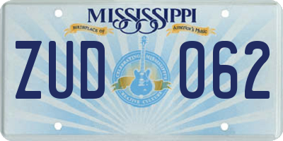 MS license plate ZUD062