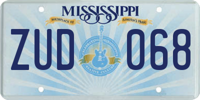 MS license plate ZUD068