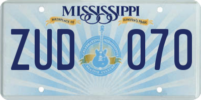MS license plate ZUD070