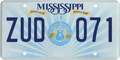 MS license plate ZUD071