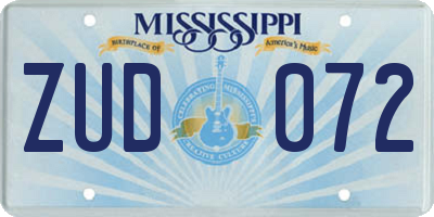 MS license plate ZUD072