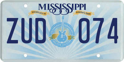 MS license plate ZUD074