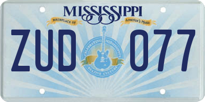 MS license plate ZUD077