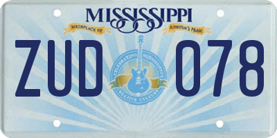 MS license plate ZUD078