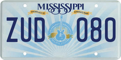 MS license plate ZUD080