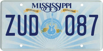 MS license plate ZUD087