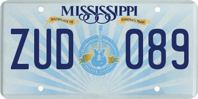 MS license plate ZUD089