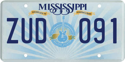 MS license plate ZUD091