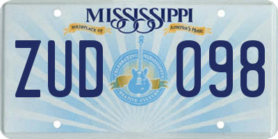 MS license plate ZUD098