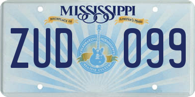 MS license plate ZUD099