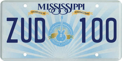 MS license plate ZUD100