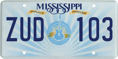 MS license plate ZUD103