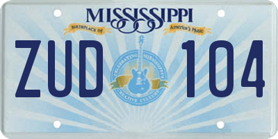 MS license plate ZUD104