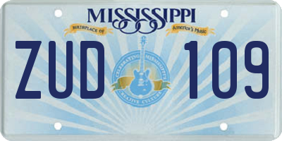 MS license plate ZUD109