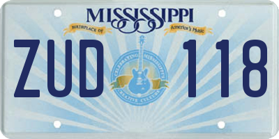 MS license plate ZUD118