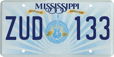 MS license plate ZUD133