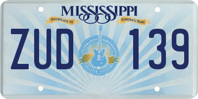 MS license plate ZUD139
