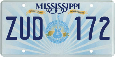MS license plate ZUD172