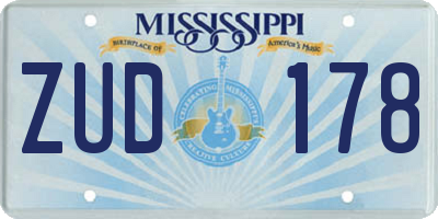 MS license plate ZUD178