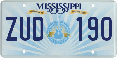 MS license plate ZUD190