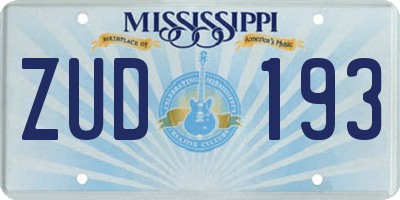 MS license plate ZUD193